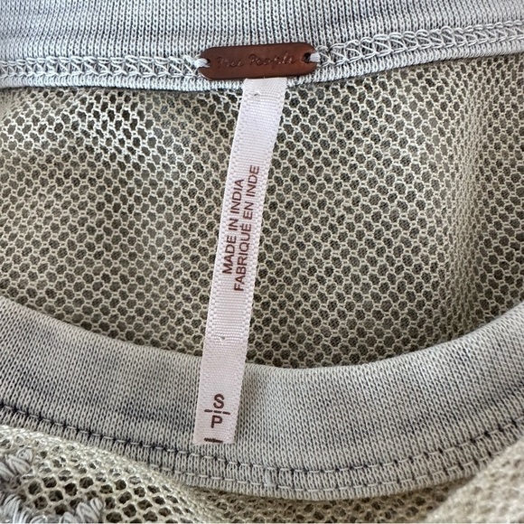 Free People Micha embroidered mesh beaded long sleeve tee gray combo - Picture 7 of 8